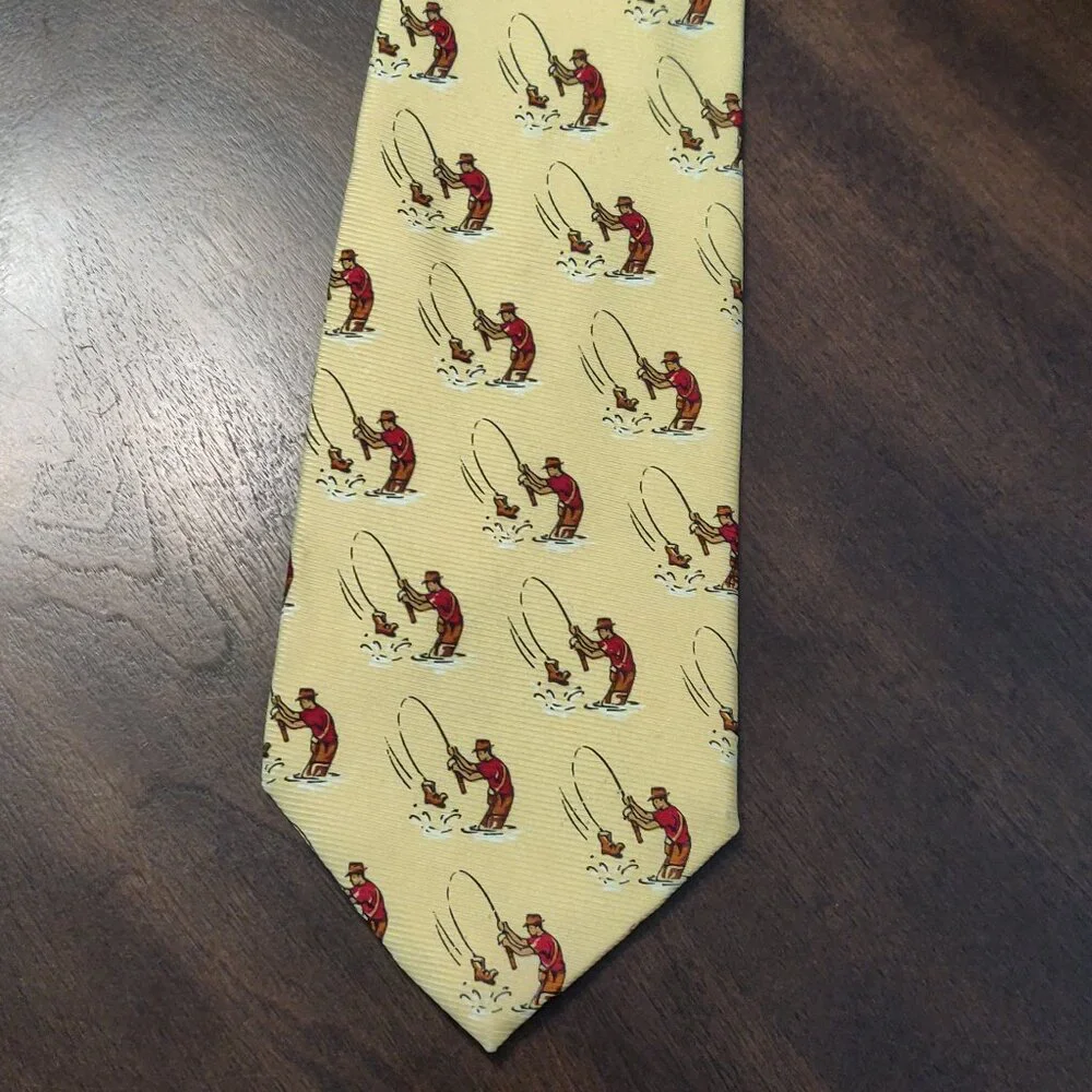 Lauren Ralph Lauren 100% Silk Fisherman Tie Yellow
